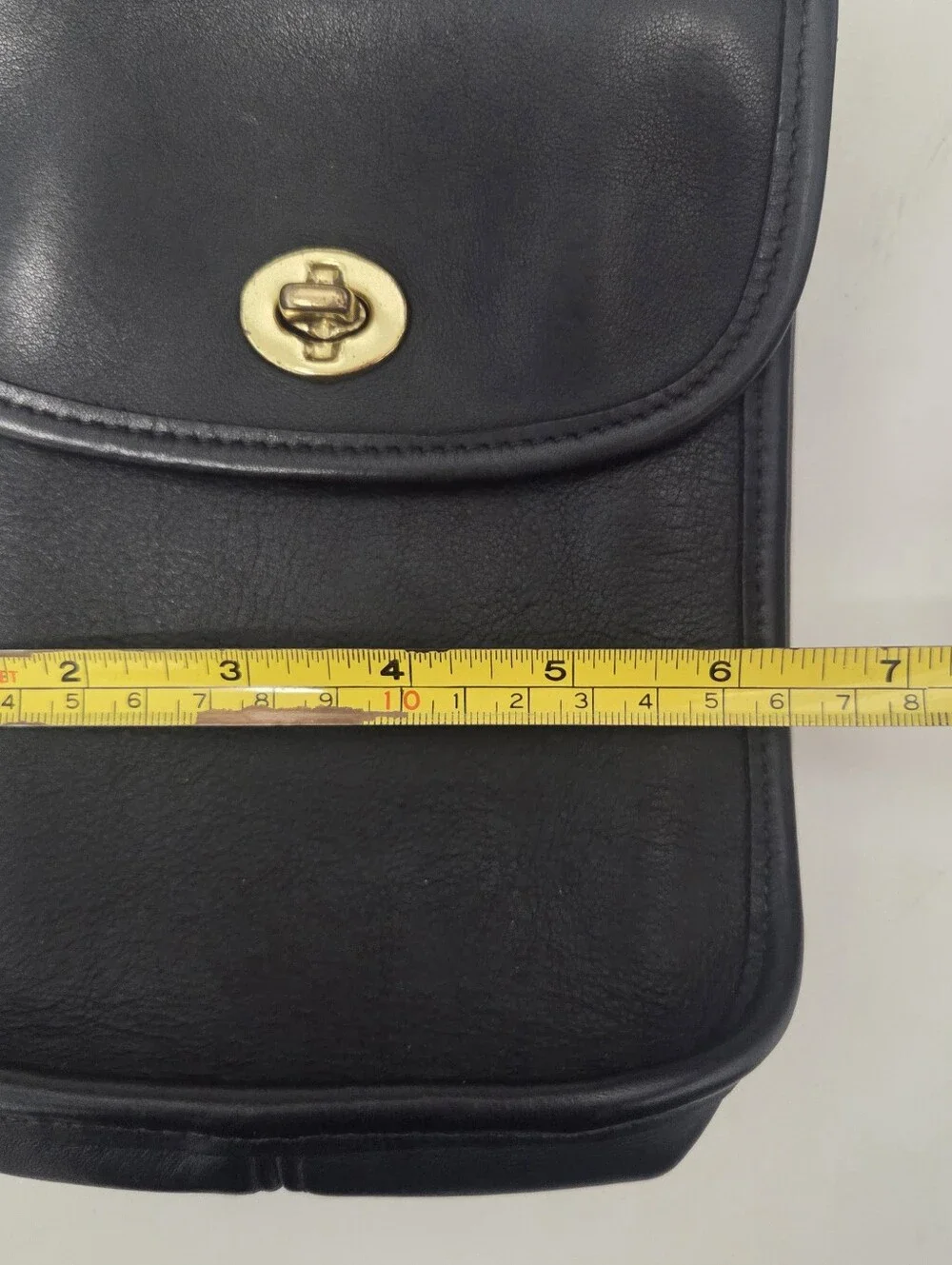 Vintage Coach Small Sidepack (#9978) Black Leather Crossbody Brass Turnlock